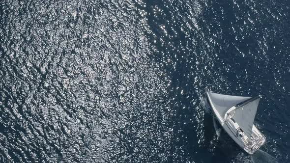 Aerial View Sailing Yachts Sunny Day