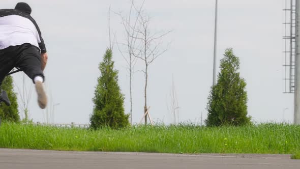 BMX Flatland Bicycle Rider Performing a Trick Pedaling Time Machine No Hand alt