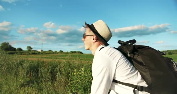 Man Riding Bicycle in Countryside Closeup