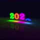 Turnover of the new year from 2021 to 2022 with neon glow effect and star burst particle background - VideoHive Item for Sale