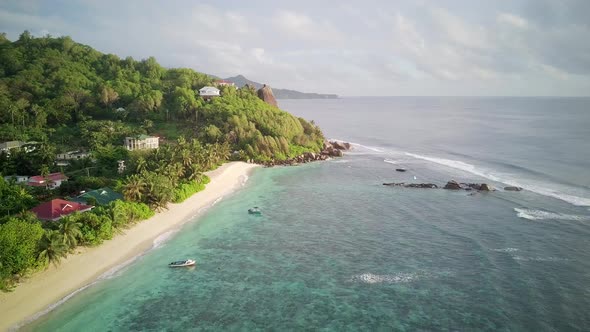 Beach at Seychelles aerial view