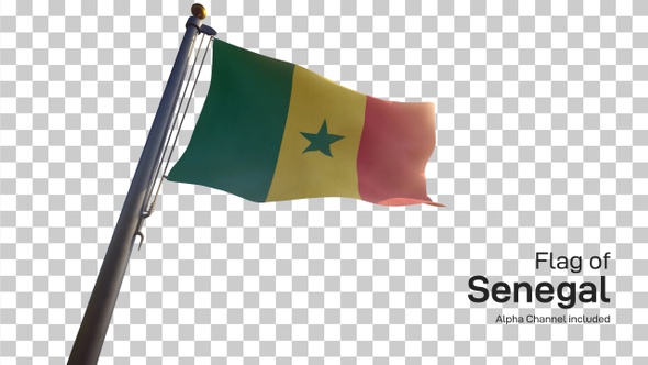 Senegal Flag on a Flagpole with Alpha-Channel alt