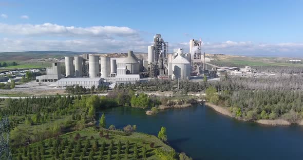 Cement Factory Pollution in Drone Video alt