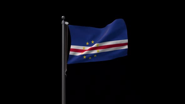 Cape Verde Flag On Flagpole With Alpha Channel alt