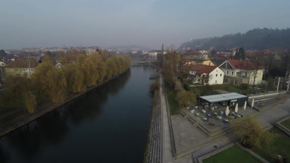 Aerial view of the waterfront alt