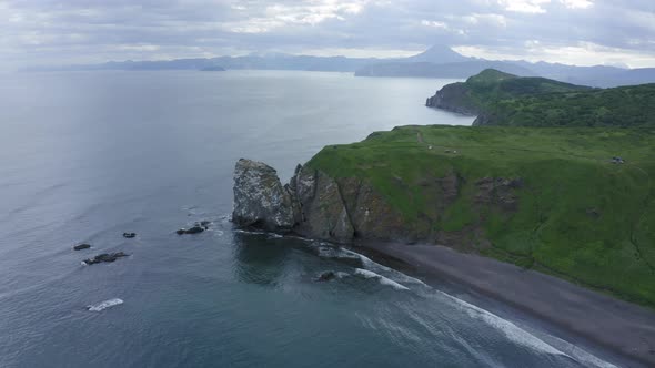 Khalaktyrsky Beach with Black Sand on Kamchatka Peninsula Russia Pacific Ocean