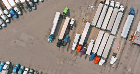 Aerial View of Rest Area for Heavy Trucks with Restaurant and Large Car Park alt