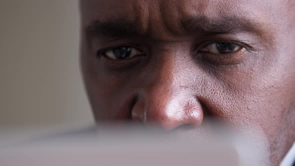 Closeup Focused Male Eyes Gaze Unrecognizable African American Mature Man Businessman Elderly Face alt
