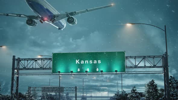 Airplane Landing Kansas in Christmas alt