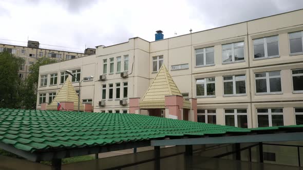 Facade of a Kindergarten in Russia View From the Air