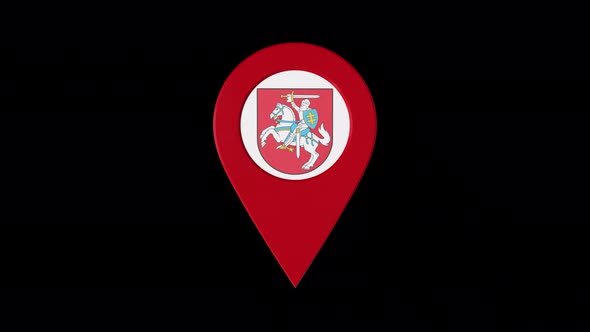 3D Rotating Pin Icon Animation With Lithuania Coat Of Arms Alpha Channel 4K alt