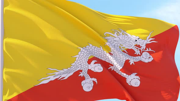 Bhutan Flag Looping Background
