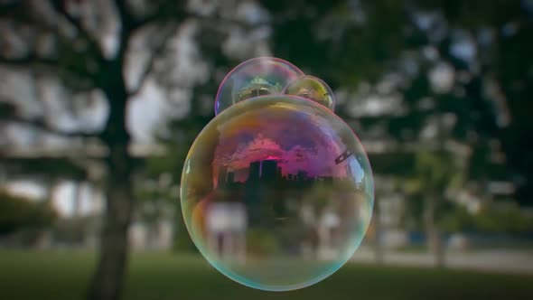 The Flight Of A Soap Bubble On The Street  360°