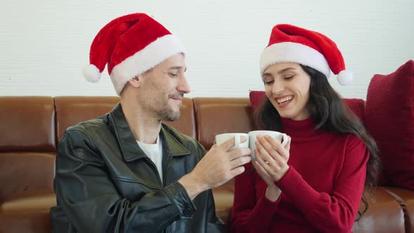 Man and woman drinking hot tea alt