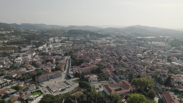 Monte Latito landscape view with the dukes palace, guimaraes castle and church in Portugal
