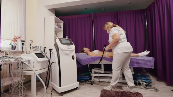 Woman Receiving Antiageing Anticellulite Massage Vacuum Rf Lifting in Spa Salon alt