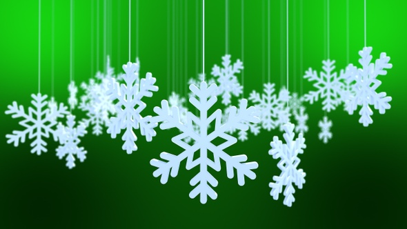 3D Snowflake On Green Background alt