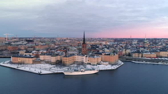 Aerial view of Stockholm winter city, Sweden