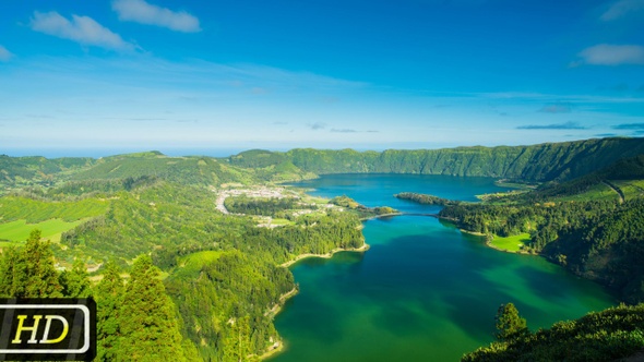 Famous Sete Cidades Lakes from Azores Islands alt