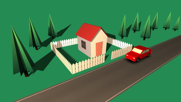 Timelapse of quiet cottage. The calm neighborhood. Small house with red roofs. alt
