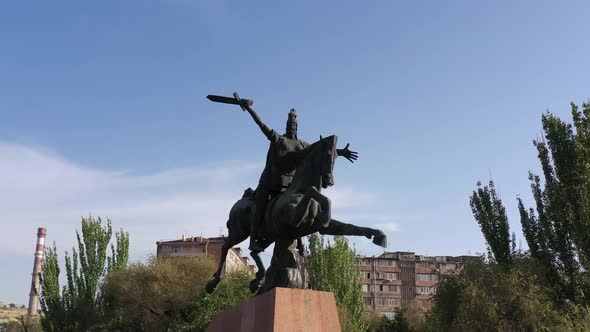  The statue of Vardan Mamikonyan in center of Yerevan, Armenia.  alt
