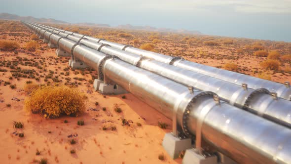 A pipeline running through the prairie transport oil or gas over long distances. alt
