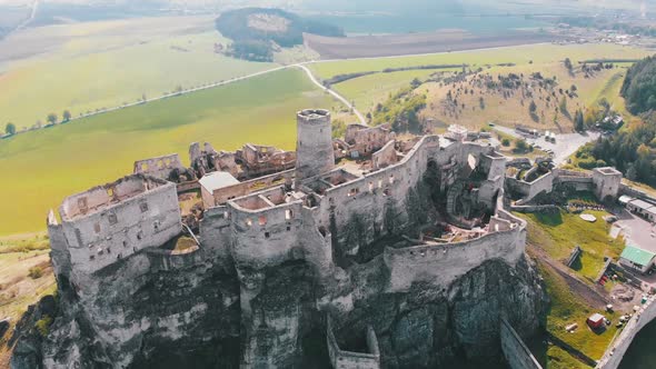 Aerial Drone View on Spis Castle. Slovakia. Ancient Castle, Spissky Hrad alt