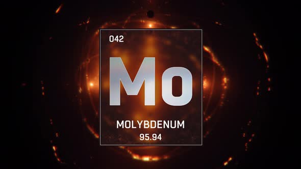 Molybdenum as Element 42 of the Periodic Table on Orange Background