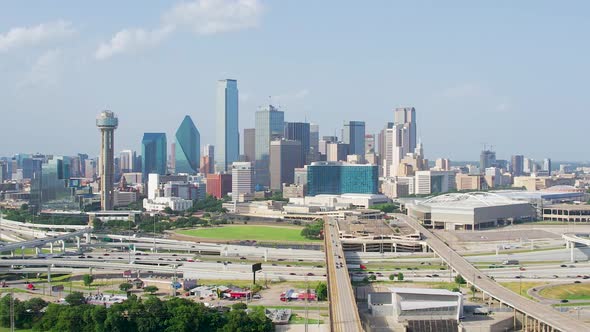 Downtown Dallas Texas Skyline on Sunny Day