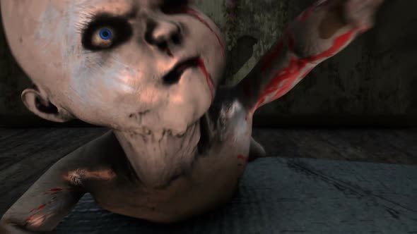 Devil doll crawling in a haunted house alt