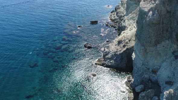 Kampia beach on Santorini island in the Cyclades in Greece aerial view alt