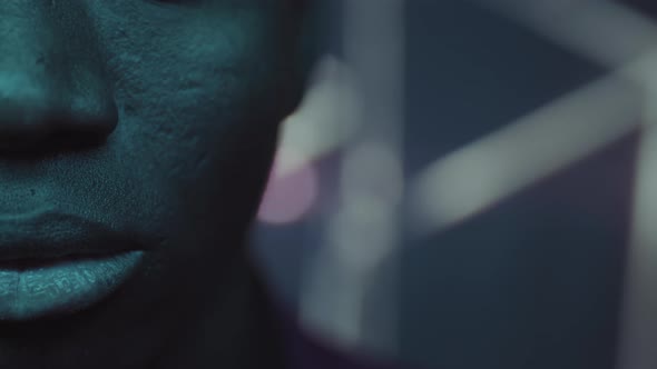 Black Man Half Face Close-up Portrait alt