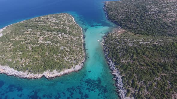 Green Sea Waters Between Kasonisi Islet And Samos Island In Greece alt