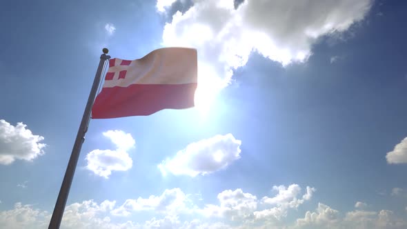 Utrecht Province Flag (Netherlands) on a Flagpole V4 - 4K alt