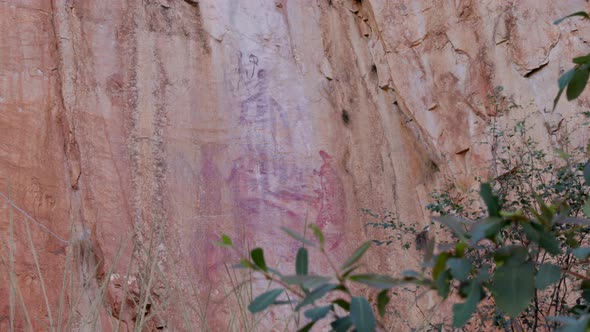 Low Angle Shot of Aboriginal Rock Art at Nitmiluk Gorge alt