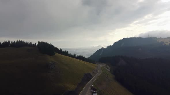 Mountain Road In Rarau Mountains, Drone Shot, Romania alt