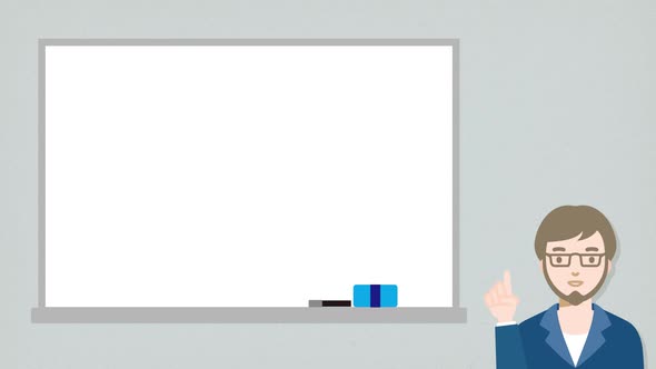 Business man and blank white board for presentation