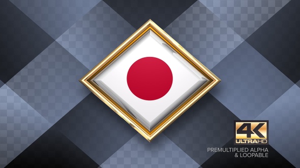 Japan Flag Rotating Badge 4K Looping with Transparent Background