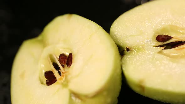 Halves of Fresh Apple Prepared for Cooking Healthy Dessert, Sweet Juicy Fruit alt