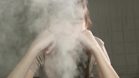Girl Breath By Steam Humidifier alt