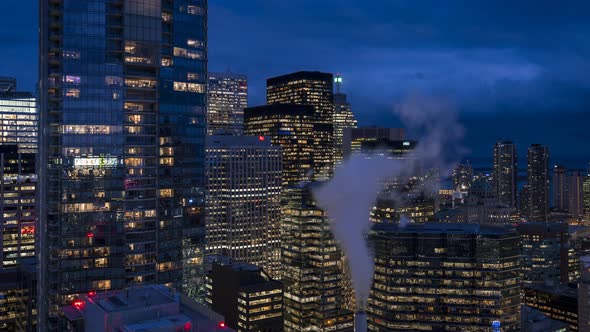 Downtown Toronto Night Skyline and Clouds