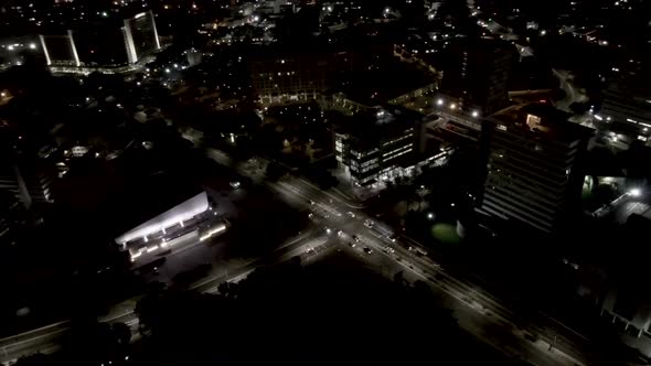 Ghana Accra night view city reveal with orbit shot alt