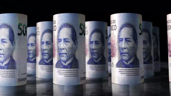 Mexico Pesos money banknotes rolls seamless loop alt