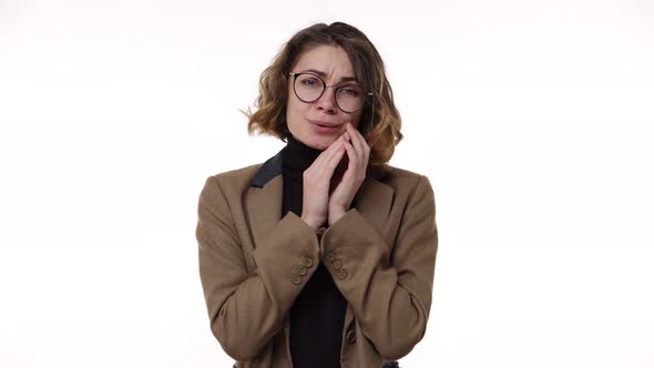 Portrait of Positive Female Lovely Looking to the Camera Person Being Candid Showing Her Affection alt