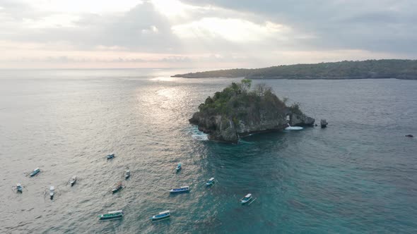 Sunlight Reflecting on the Beautiful and Calm Ocean Waters in Nusa Penida alt