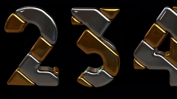 Animated letters in gold and silver.