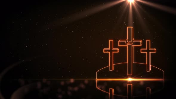 Three Crosses with Golden Light