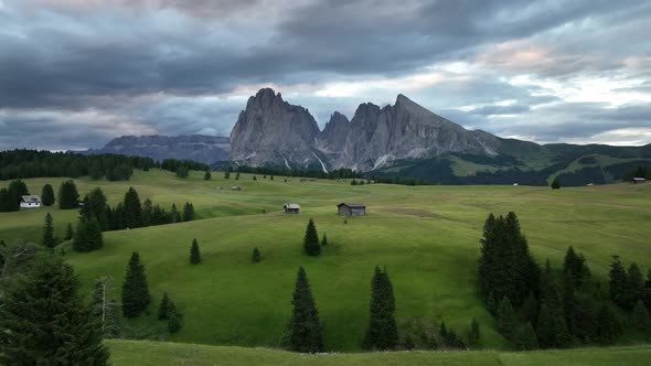 Beautiful cloudy day in the Dolomites mountains alt