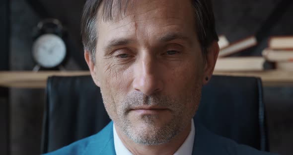 Closeup Portrait Mature Professional CEO Businessman Looking at Camera and Smiling alt