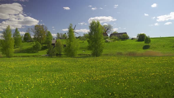 Latvian green landscape on a spring sunny day